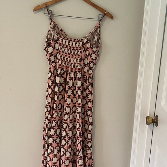 LOFT Sun washed Floral Tiered Midi Dress Pink Size 10 - Picture 7 of 10